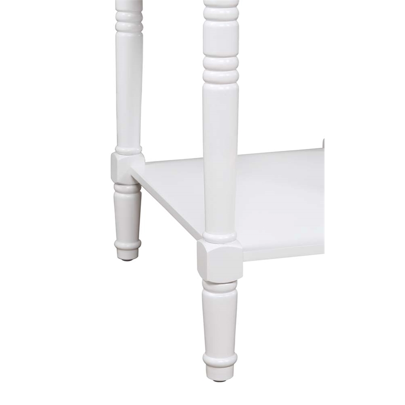 Country Oxford End Table with Charging Station in White and Caramel Wood Finish