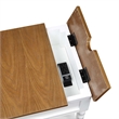 Country Oxford End Table with Charging Station in White and Caramel Wood Finish