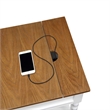 Country Oxford End Table with Charging Station in White and Caramel Wood Finish