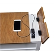Country Oxford End Table with Charging Station in White and Caramel Wood Finish