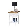 Country Oxford End Table with Charging Station in White and Caramel Wood Finish