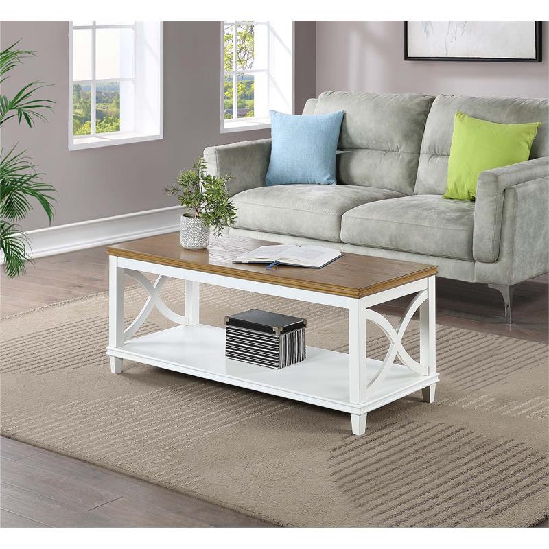 Convenince Concepts Florence Coffee Table in White and Brown Wood Finish