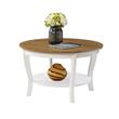 American Heritage Round Coffee Table in Driftwood and White Wood Finish