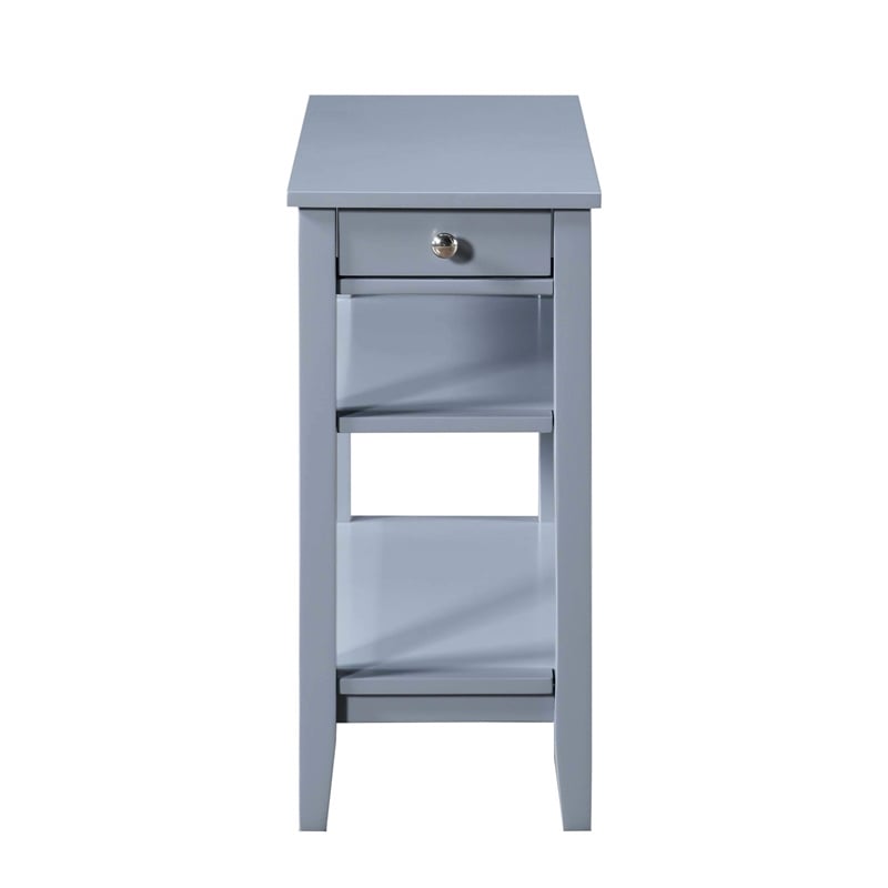 American Heritage Three Tier End Table With Drawer in Gray Wood Finish