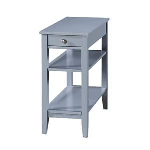 American Heritage Three Tier End Table With Drawer in Gray Wood Finish
