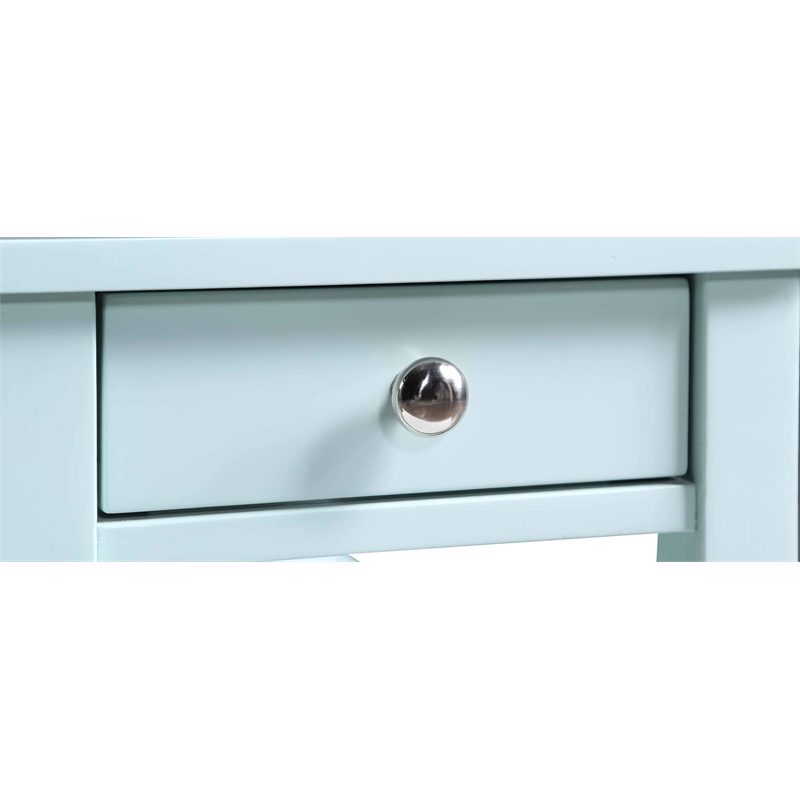 American Heritage Three Tier End Table With Drawer in Blue Wood Finish
