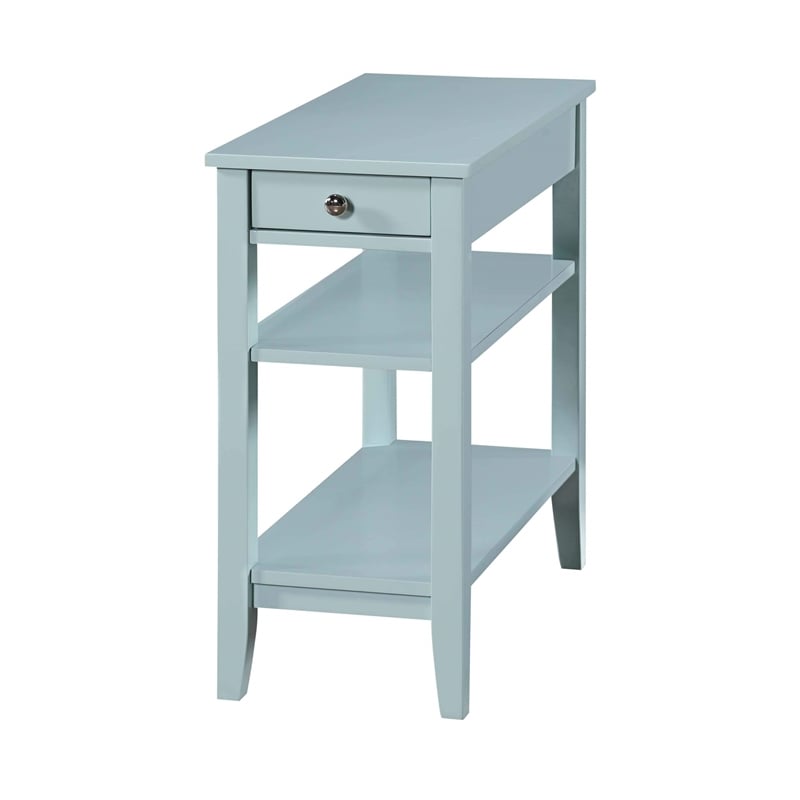American Heritage Three Tier End Table With Drawer in Blue Wood Finish
