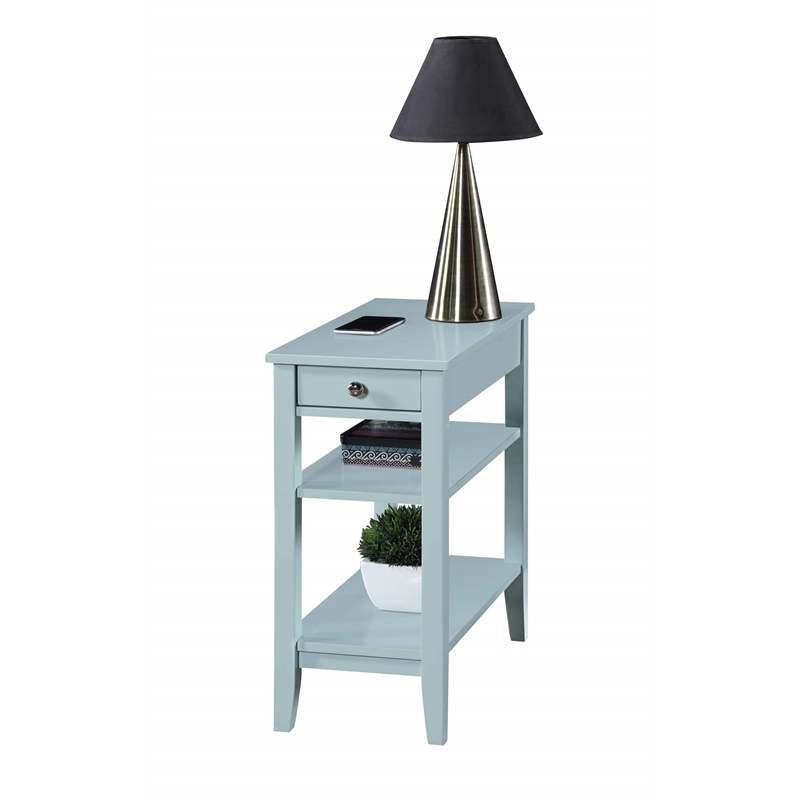 American Heritage Three Tier End Table With Drawer in Blue Wood Finish