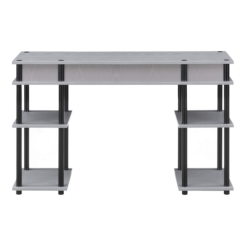 Designs2Go No-tools Student Desk in Gray Wood Finish and Black Steel Poles