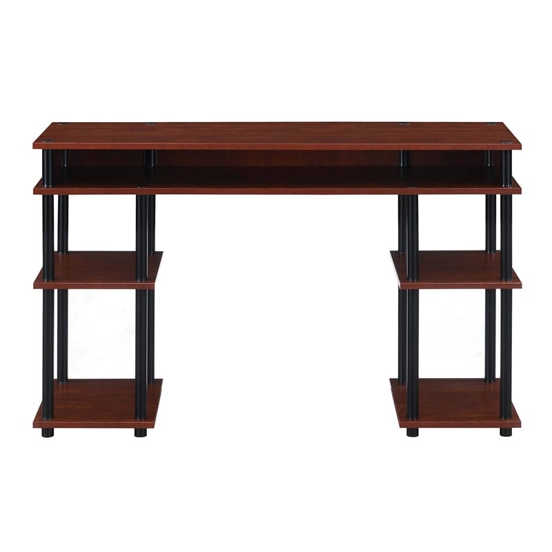 Designs2Go No-tools Student Desk in Cherry Wood Finish and Black Poles