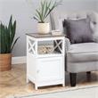 Oxford End Table with Cabinet in Driftwood Brown and White Wood Finish