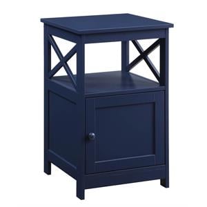 Convenience Concepts Oxford End Table with Cabinet in Cobalt Blue Wood Finish