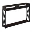 Tucson Deluxe 2 Tier Console Table in Espresso Wood Finish and Black Frame