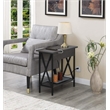 Tucson Flip Top End Table with Charging Station Charcoal Gray Wood & Black Frame