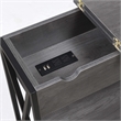Tucson Flip Top End Table with Charging Station Charcoal Gray Wood & Black Frame