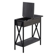 Tucson Flip Top End Table with Charging Station Charcoal Gray Wood & Black Frame