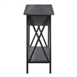 Tucson Flip Top End Table with Charging Station Charcoal Gray Wood & Black Frame