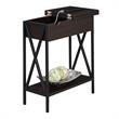 Tucson Flip Top End Table with Charging Station in Espresso Wood and Black Frame