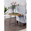 Lunar Triangle End Table in Driftwood Brown Wood and Black Metal Frame