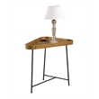 Lunar Triangle End Table in Driftwood Brown Wood and Black Metal Frame