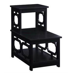 convenience concepts omega 2 step chairside end table in black wood finish