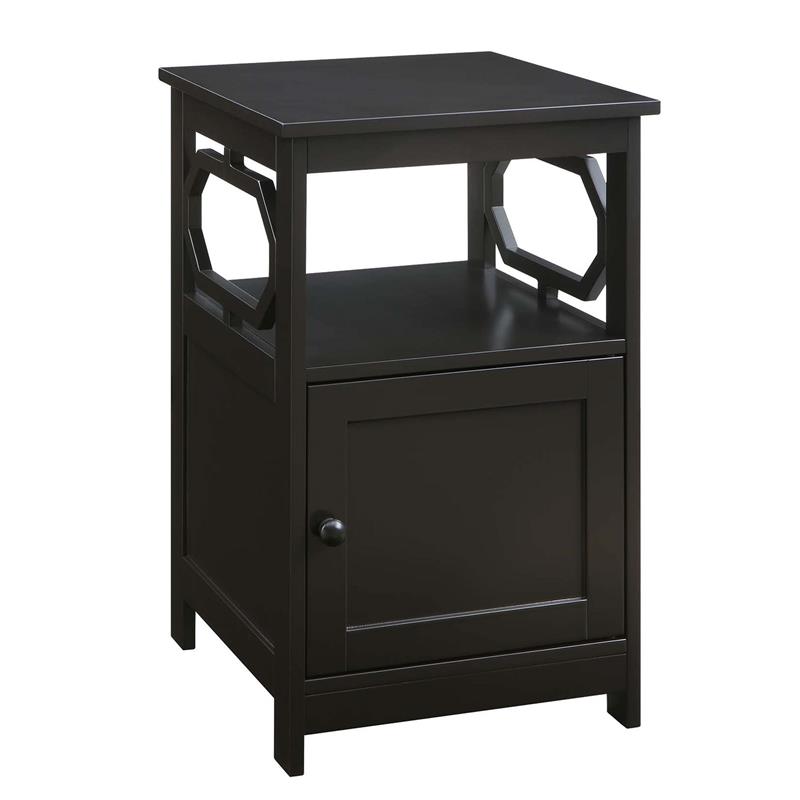 Convenience Concepts Omega End Table with Cabinet in Espresso Wood Finish