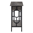 Omega Flip Top End Table with Charging Station in Weathered Gray Wood and Black