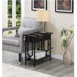 Omega Flip Top End Table with Charging Station - Black Wood Finish & Black Frame