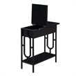 Omega Flip Top End Table with Charging Station - Black Wood Finish & Black Frame