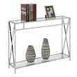 Convenience Concepts Oxford Chrome Console Table with Clear Glass Shelves