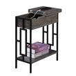 Town Square Flip Top End Table with Charging Station in Weathered Gray Wood