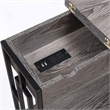 Town Square Flip Top End Table with Charging Station in Weathered Gray Wood
