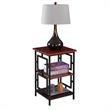 Town Square Black Metal Frame End Table in Cherry Wood Finish