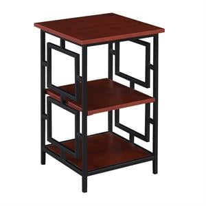 Town Square Black Metal Frame End Table in Cherry Wood Finish