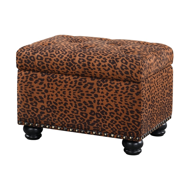 Designs4Comfort 5th Avenue Storage Ottoman in Leopard Multi-Color