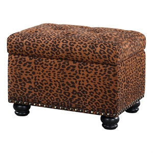 Designs4Comfort 5th Avenue Storage Ottoman in Leopard Multi-Color Fabric
