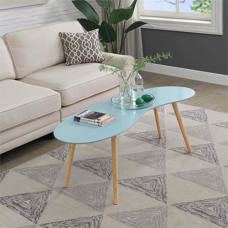 Convenience Concepts Oslo Bean Shaped Coffee Table in Mint ...