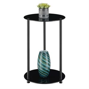 convenience concepts designs2go classic two-tier round end table in black glass