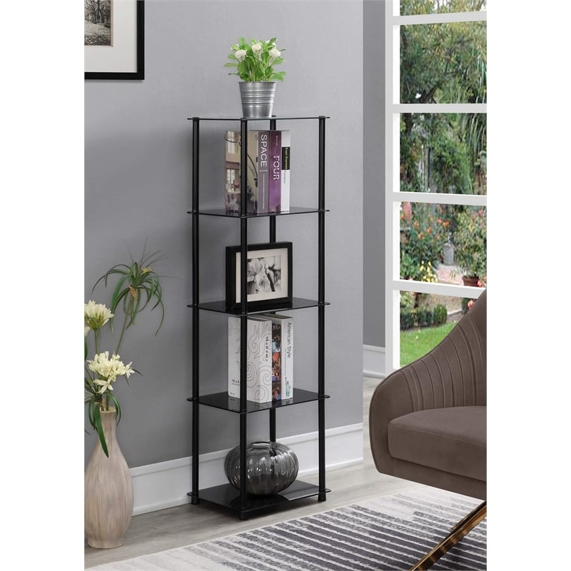 Convenience Concepts Designs2Go Classic Black Glass Five-Tier Tower