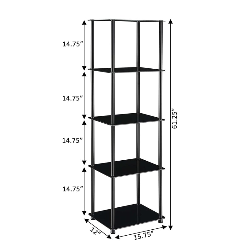 Convenience Concepts Designs2Go Classic Black Glass Five-Tier Tower