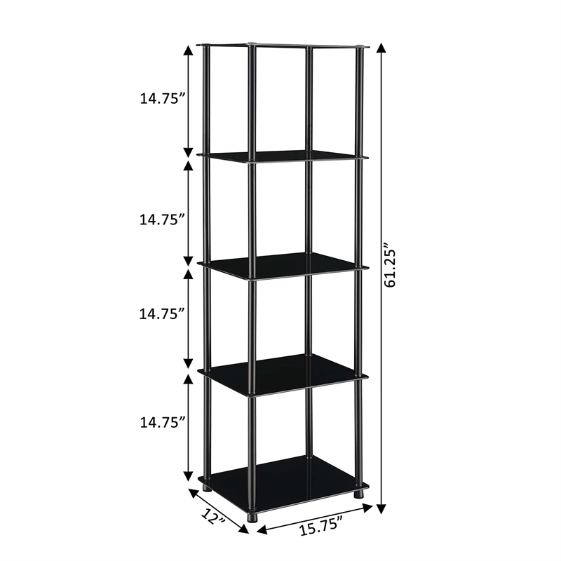 Convenience Concepts Designs2Go Classic Black Glass Five-Tier Tower