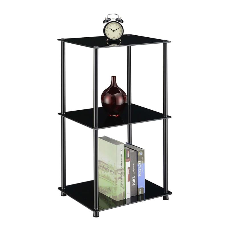 Convenience Concepts Designs2Go Classic Black Glass Three-Shelf Bookcase