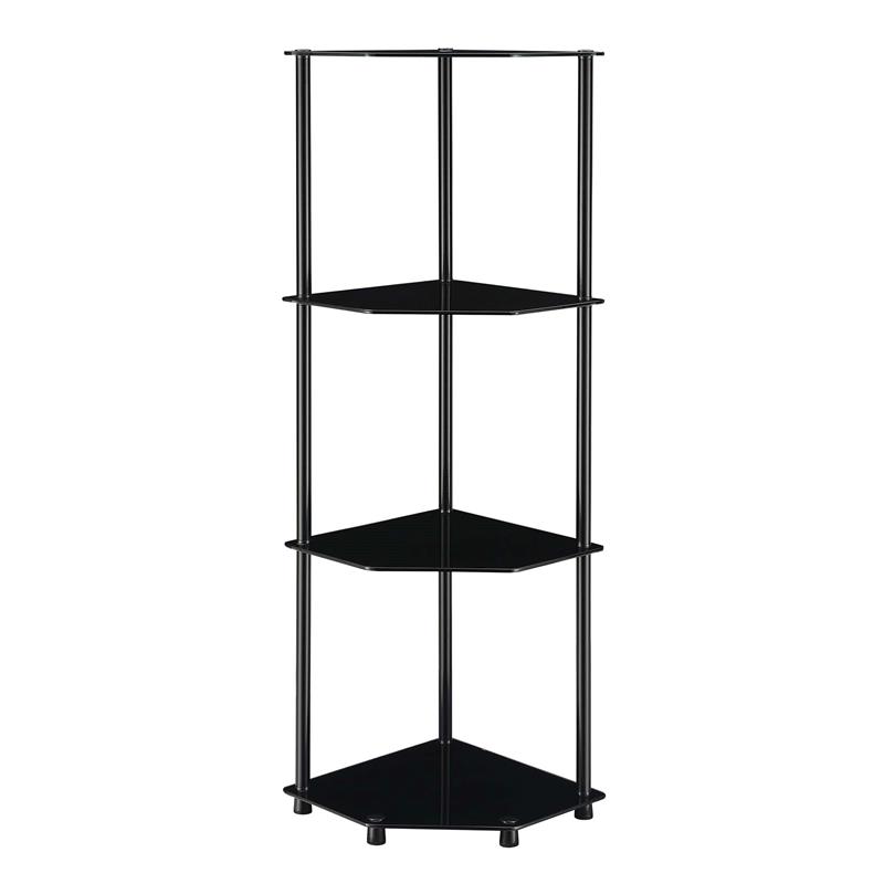 Designs2Go Classic Glass FourTier Corner Shelf in Black Glass and