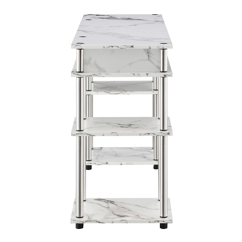 Designs2Go No-Tools Student Desk in White Faux Marble Wood Finish