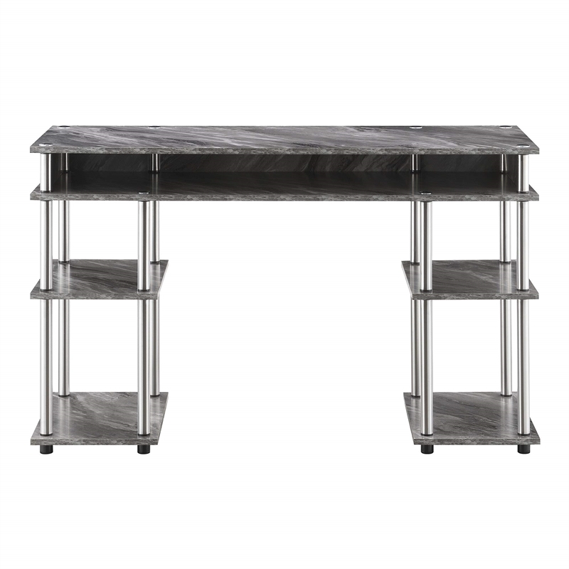 Designs2Go No Tools Student Desk in Gray Faux Marble Wood Finish