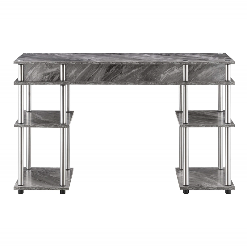Designs2Go No Tools Student Desk in Gray Faux Marble Wood Finish