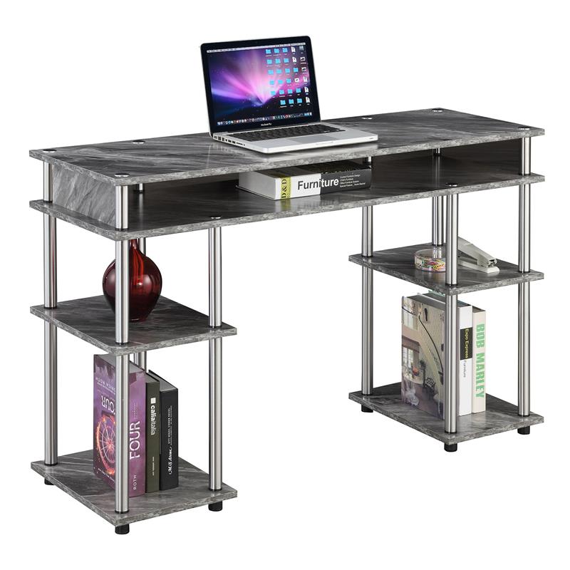 Designs2go No Tools Student Desk In Gray Faux Marble Wood Finish 131436gym