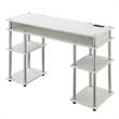 Designs2Go No Tools Student Desk with Charging Station in White Wood Finish