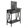 Tucson Flip Top End Table with Charging Station in Weathered Gray Wood Finish