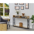 Tucson Deluxe Two-Tier Console Table in Light Oak Wood and Black Metal Frame